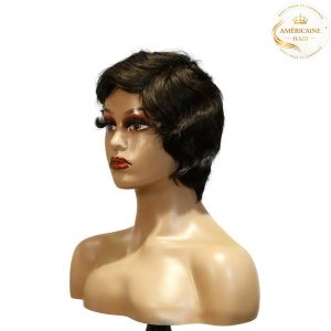 maady hair luxury machine made black wig remy hair h001