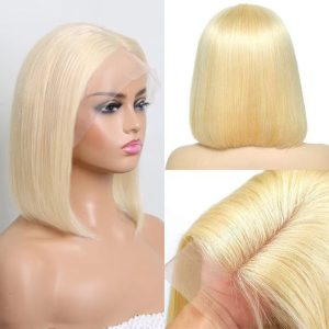 maady hair luxury 13x4 straight bob lace front wig 613 remy hair