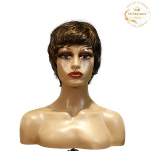 maady hair luxury machine made black wig remy hair tc066