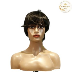 maady hair luxury machine made black wig remy hair h081
