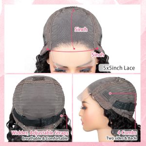 maady hair luxury natural black remy hair 5x5 lace closure straight human hair wig