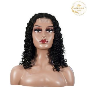 maady hair luxury natural black remy hair 2x6 lace closure deep wave bob human hair wig