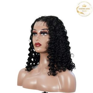 maady hair luxury natural black remy hair 2x6 lace closure deep wave bob human hair wig