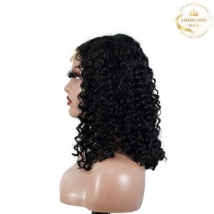 maady hair luxury natural black remy hair 2x6 lace closure deep wave bob human hair wig