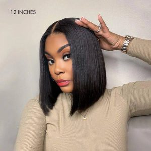 maady hair luxury natural black remy hair 5x5 lace closure straight bob human hair wig