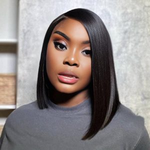maady hair luxury natural black asian raw hair 5x5 hd lace closure straight bob human hair wig