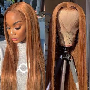 maady hair luxury 13x4 straight lace front wig 8&27 honey blonde highlight 26 inch remy hair