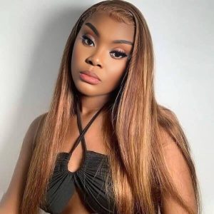 maady hair luxury 13x4 straight lace front wig m4&27 highlight remy hair 26 inch