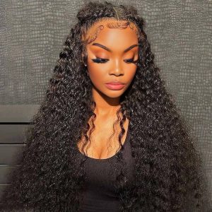 maady hair luxury natural black remy hair 5x5 lace closure jerry curly human hair wig