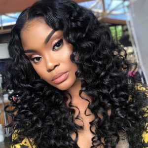 maady hair luxury natural black remy hair 5x5 lace closure bouncy curls human hair wig