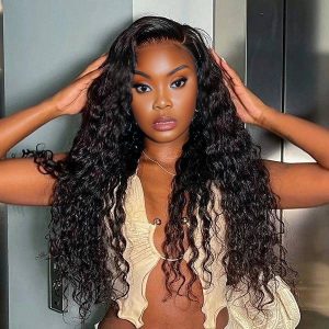 maady hair luxury natural black remy hair 6x7 lace closure deep wave human hair wig