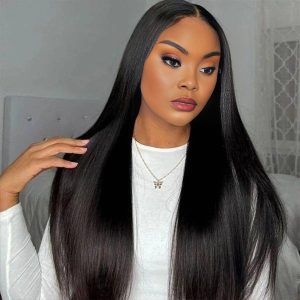 maady hair luxury natural black asian raw hair 13x6 hd lace front wig straight human hair wig