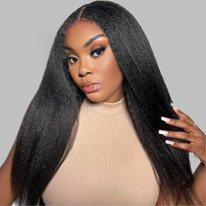maady hair luxury 13x4 yaki straight lace front wig black remy hair