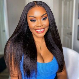 maady hair luxury natural black remy hair 6x7 lace closure yaki straight human hair wig