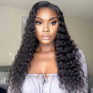 maady hair luxury glueless remy hair 5x5 lace closure deep wave human hair wig